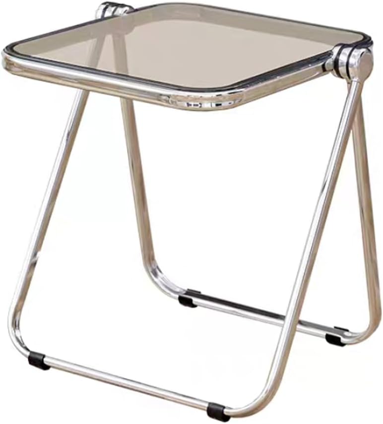 Acrylic Folding Side Table Metal Frame Grey