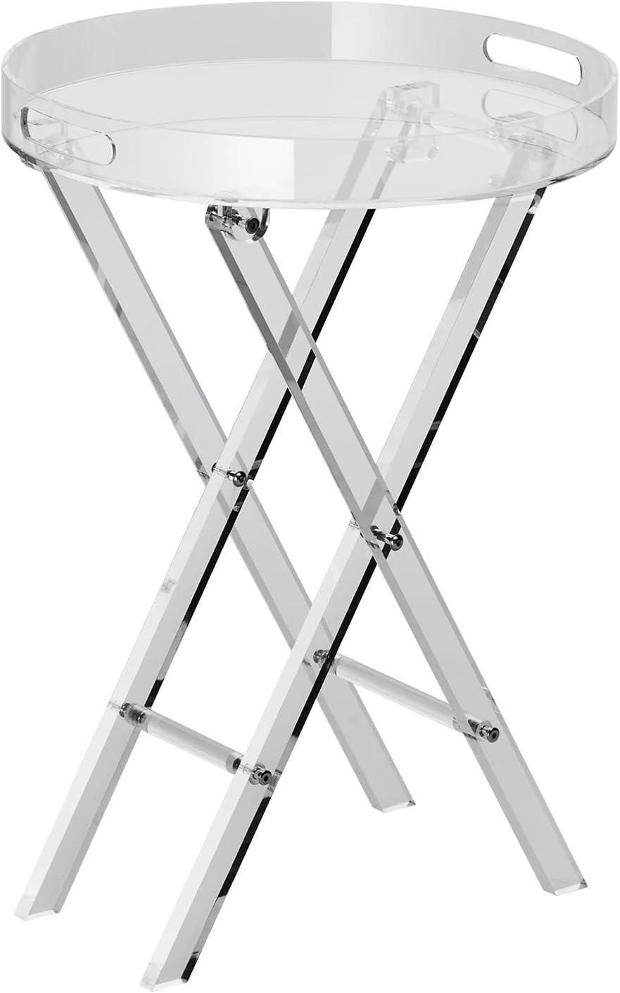 Clear Acrylic Folding Side Table X Leg Design