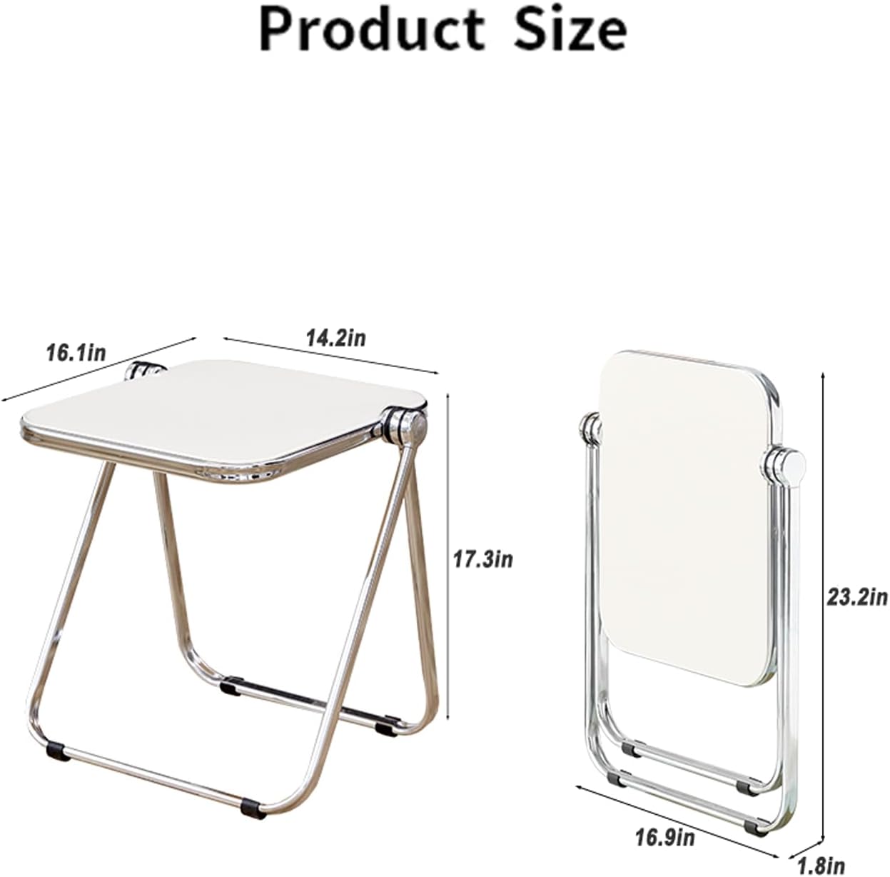 Acrylic Folding Side Table Metal Frame Grey