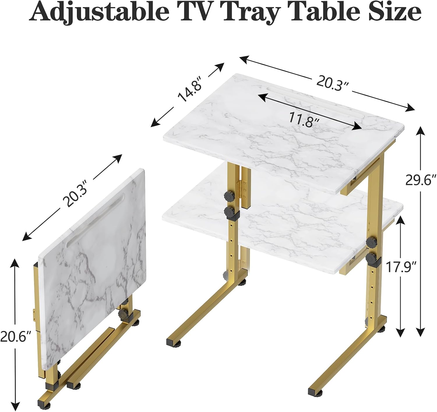 Adjustable C-Shaped Folding Marble Side Table