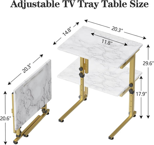 Adjustable C-Shaped Folding Marble Side Table
