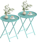Green Round Folding Metal Side Table Two Packs