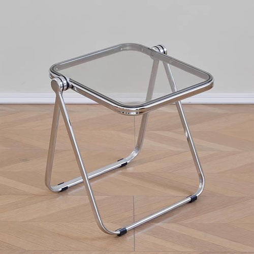 Acrylic Folding Side Table Metal Frame Grey