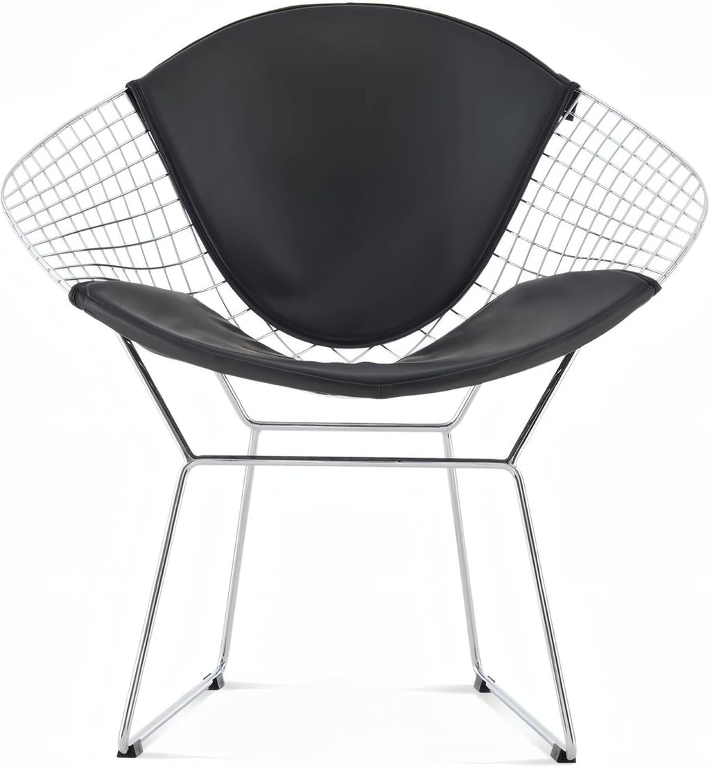 Diamond Chrome Frame PU Accent Chair