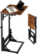 Adjustable C-Shaped Folding Side Table Brown