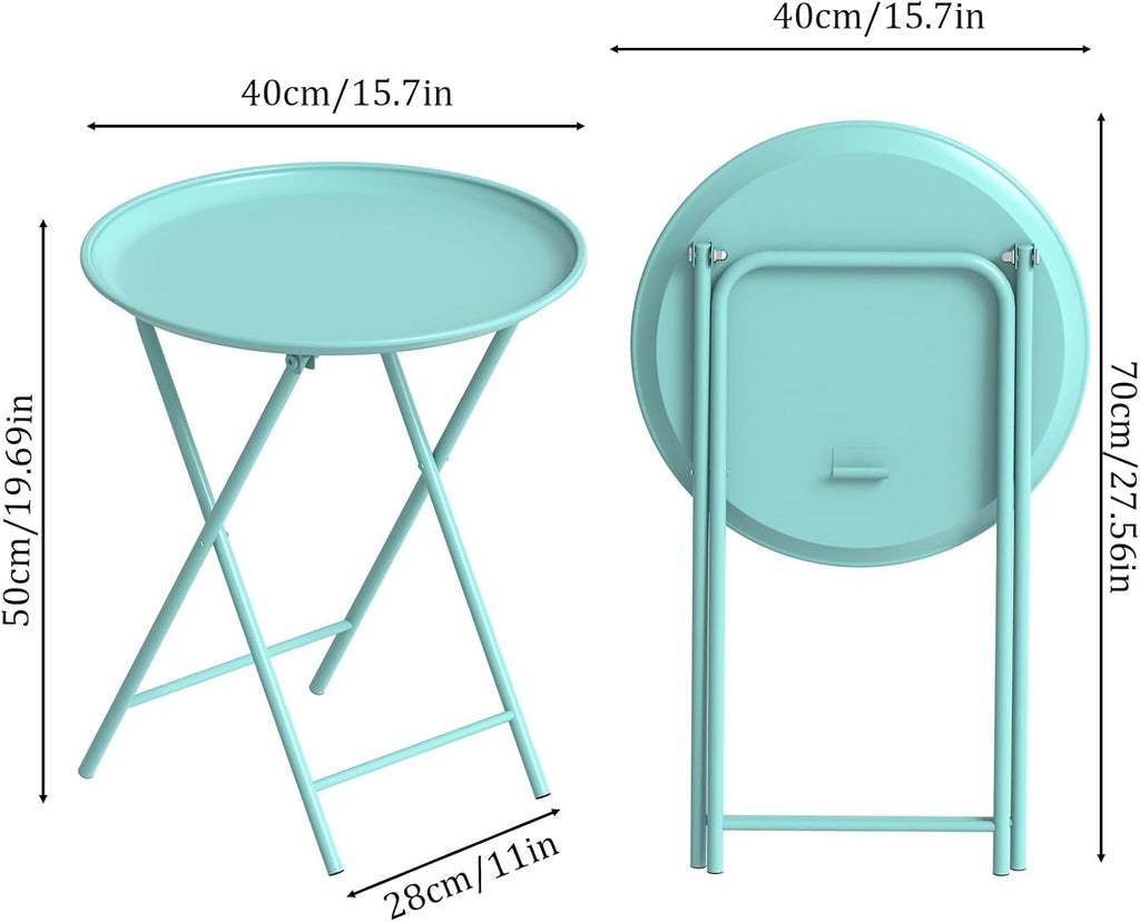 Green Round Folding Metal Side Table Two Packs