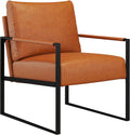 Brown PU Leather Accent Chair Metal Frame