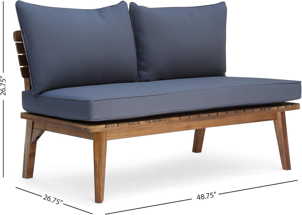 Acacia Wood Outdoor Loveseat Teak Gray Finish