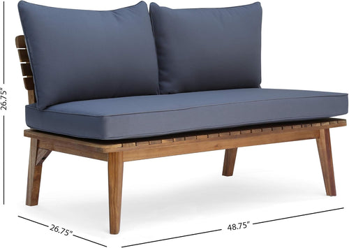 Acacia Wood Outdoor Loveseat Teak Gray Finish