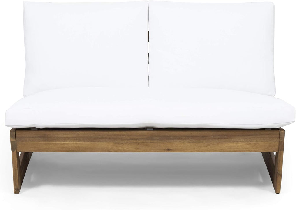 Teak White Acacia Wood Outdoor Loveseat Cushions
