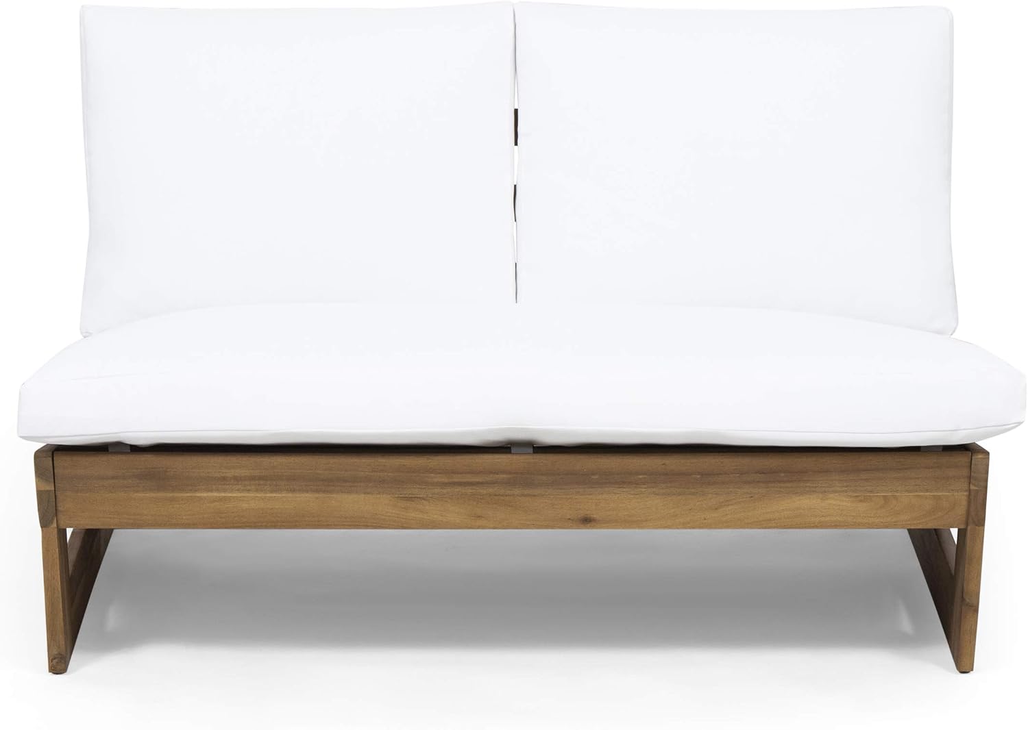 Teak White Acacia Wood Outdoor Loveseat Cushions