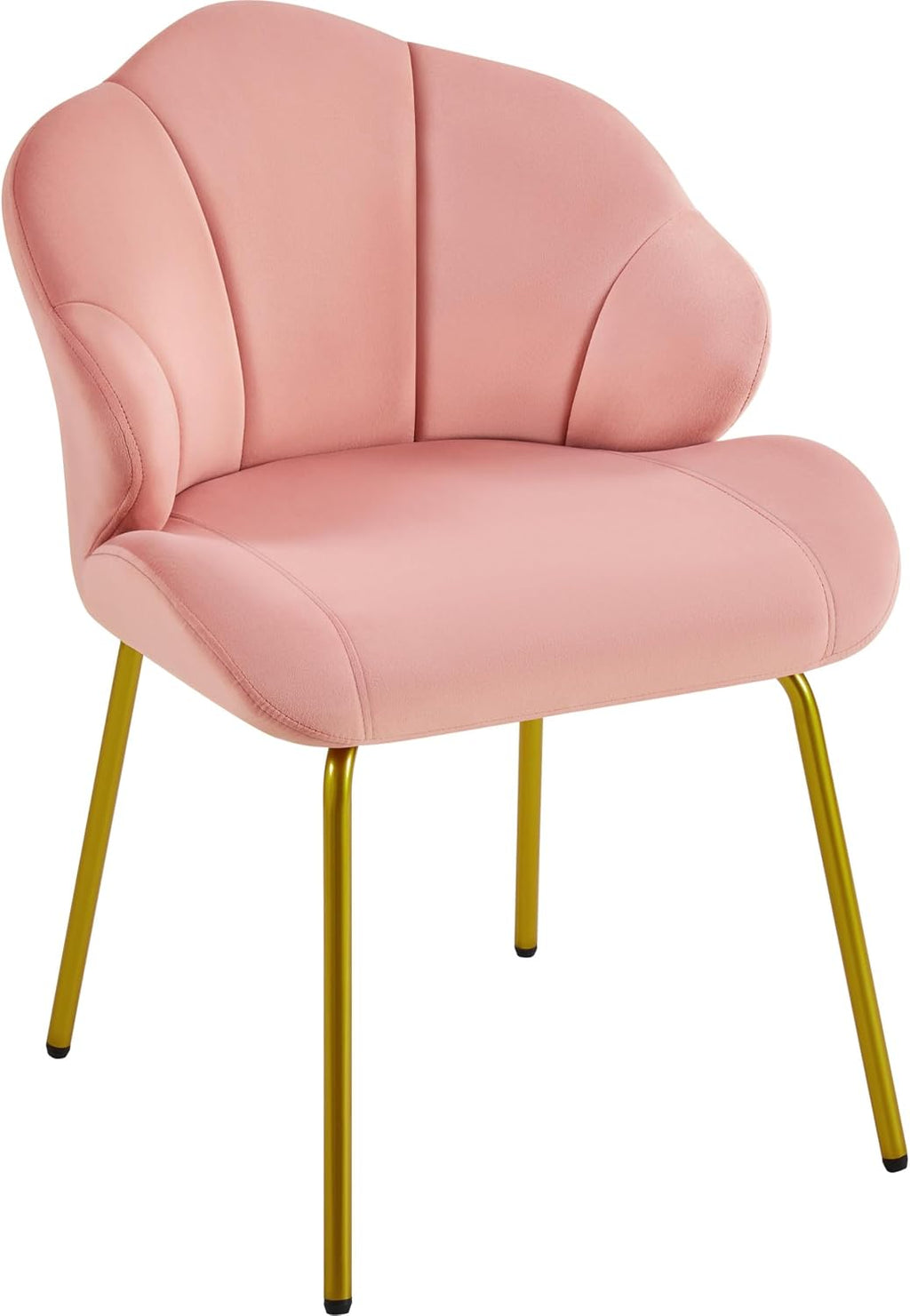 Pink Velvet Shell Vanity Chair Gold Metal Legs