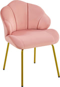 Pink Velvet Shell Vanity Chair Gold Metal Legs