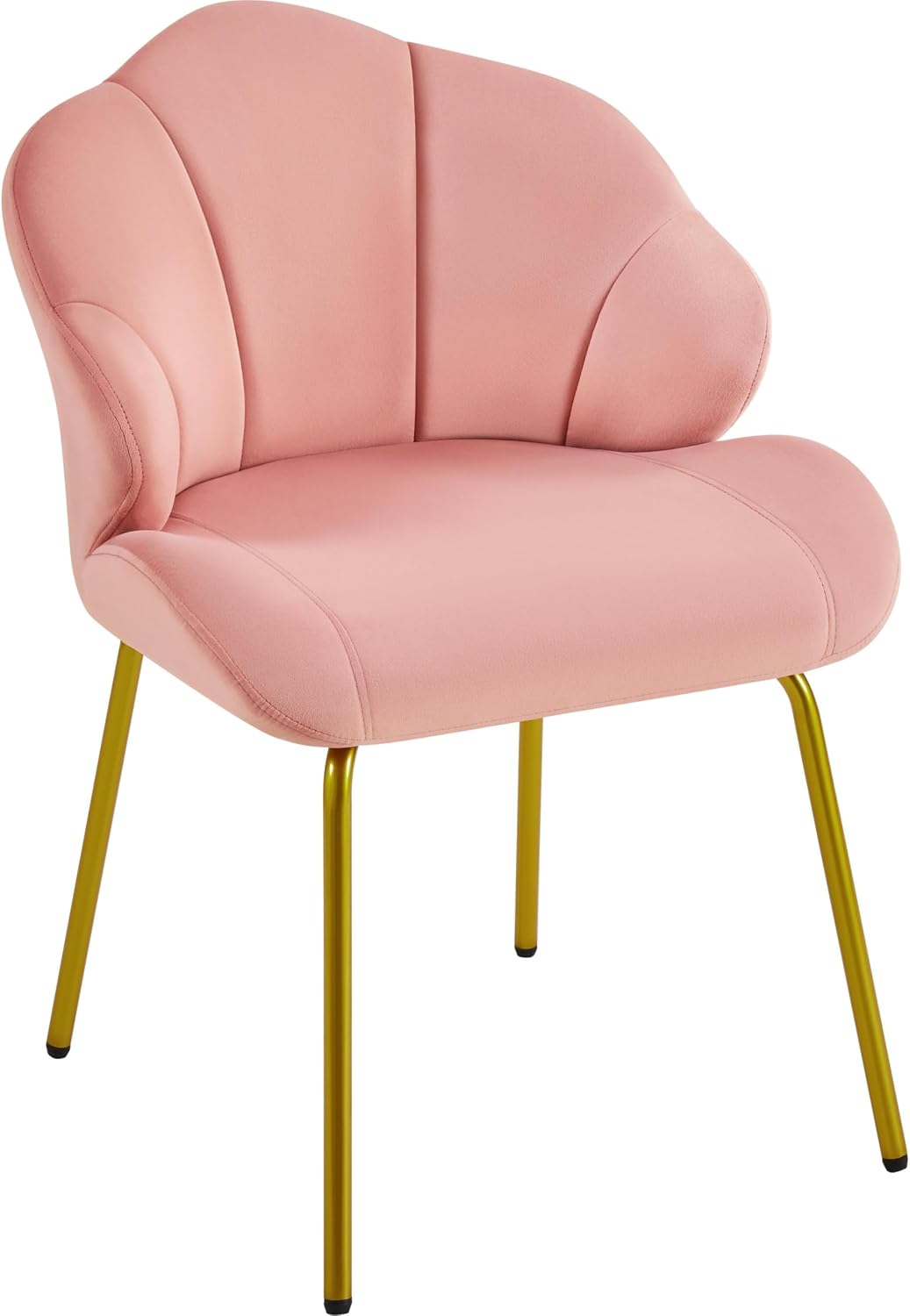 Pink Velvet Shell Vanity Chair Gold Metal Legs