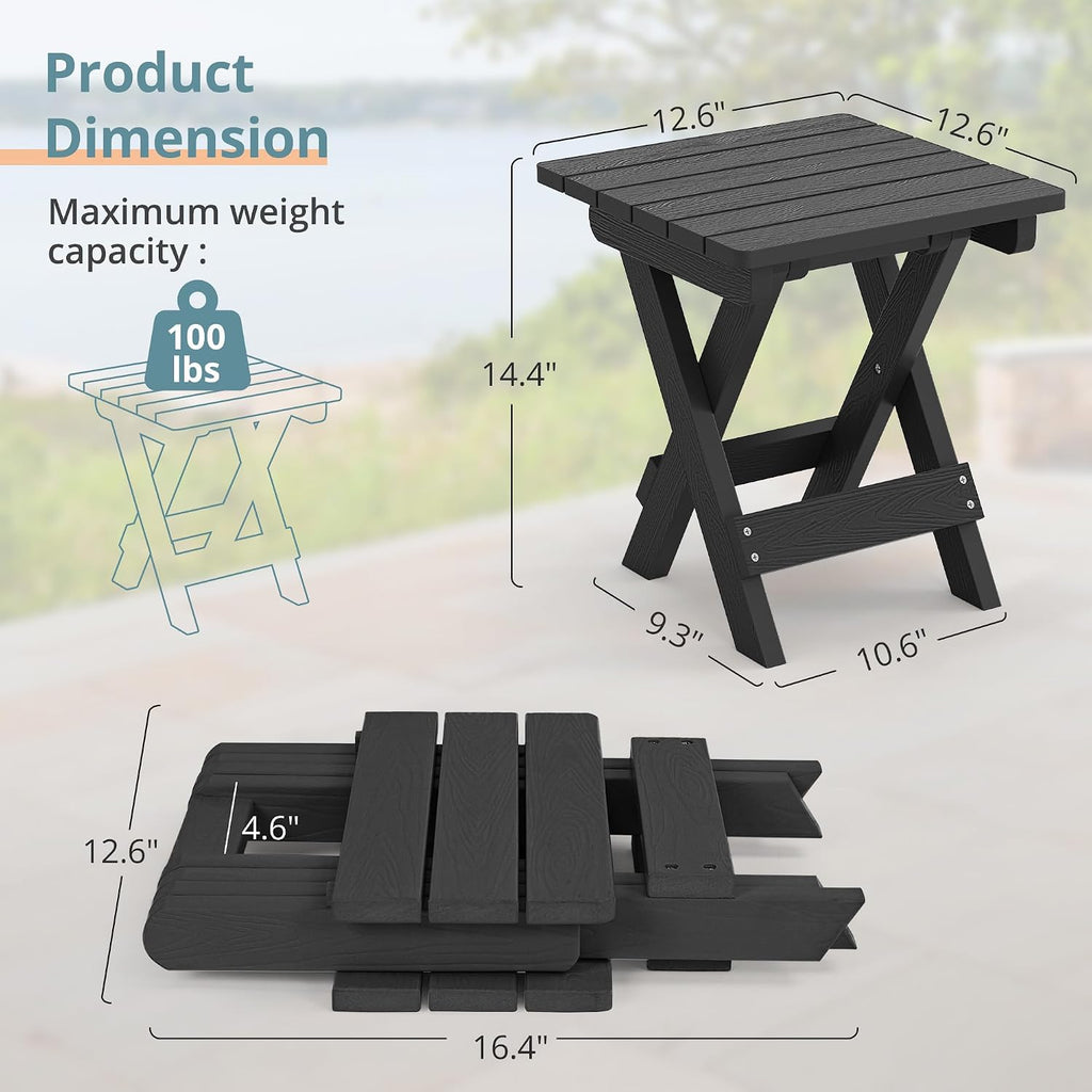 Black Outdoor Folding Small Side Table