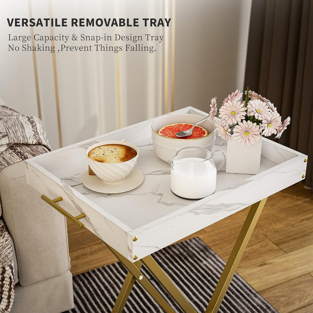 Set Two Folding TV Tray Side Serving Tables