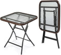 Rattan Folding Glass Top Outdoor Side Table
