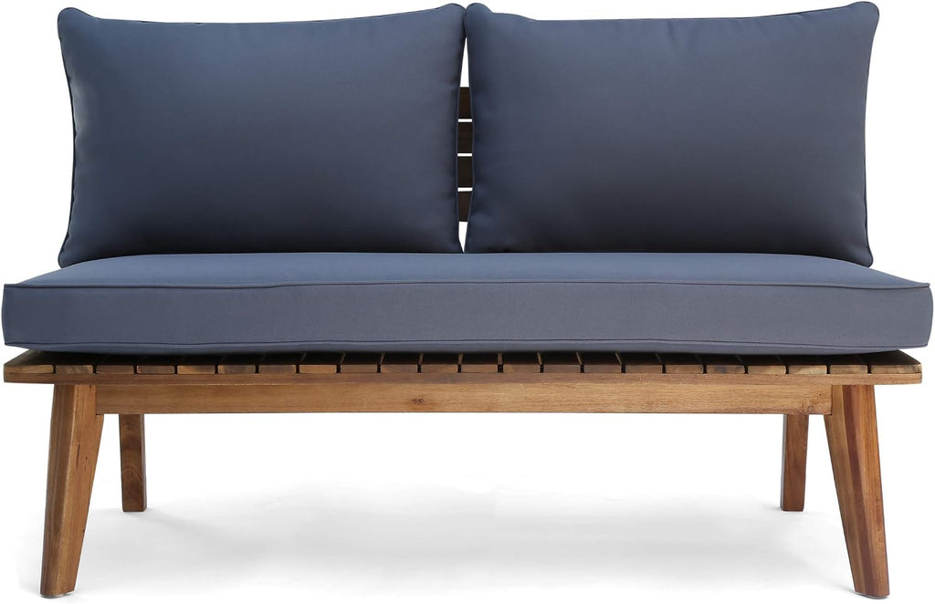 Acacia Wood Outdoor Loveseat Teak Gray Finish