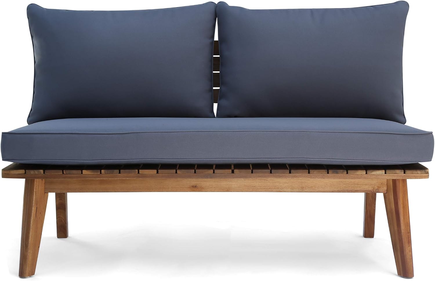 Acacia Wood Outdoor Loveseat Teak Gray Finish