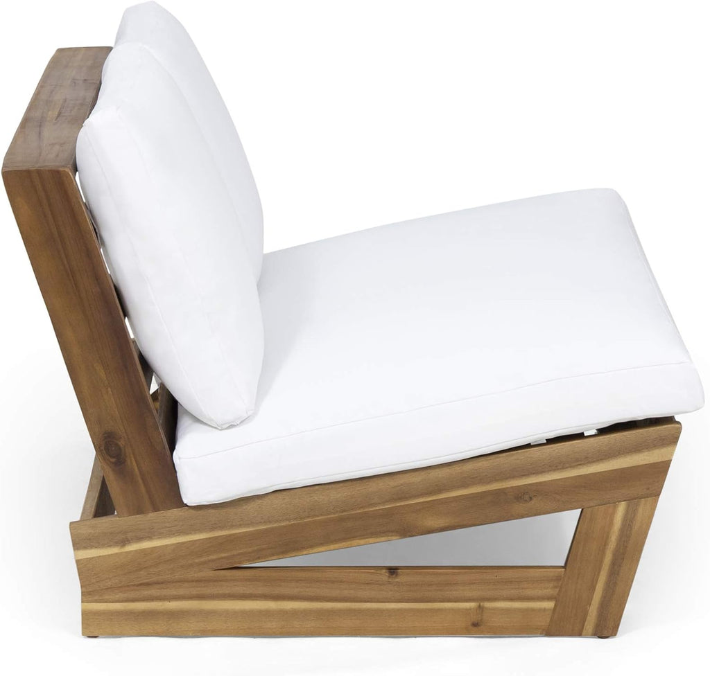 Teak White Acacia Wood Outdoor Loveseat Cushions