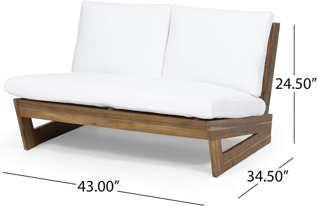 Teak White Acacia Wood Outdoor Loveseat Cushions