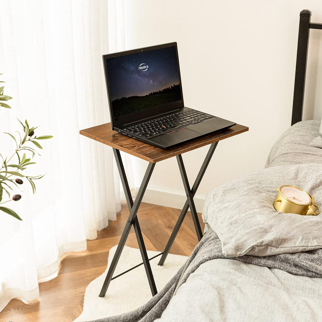 Rustic Brown Black Folding TV Tray Table Set Two