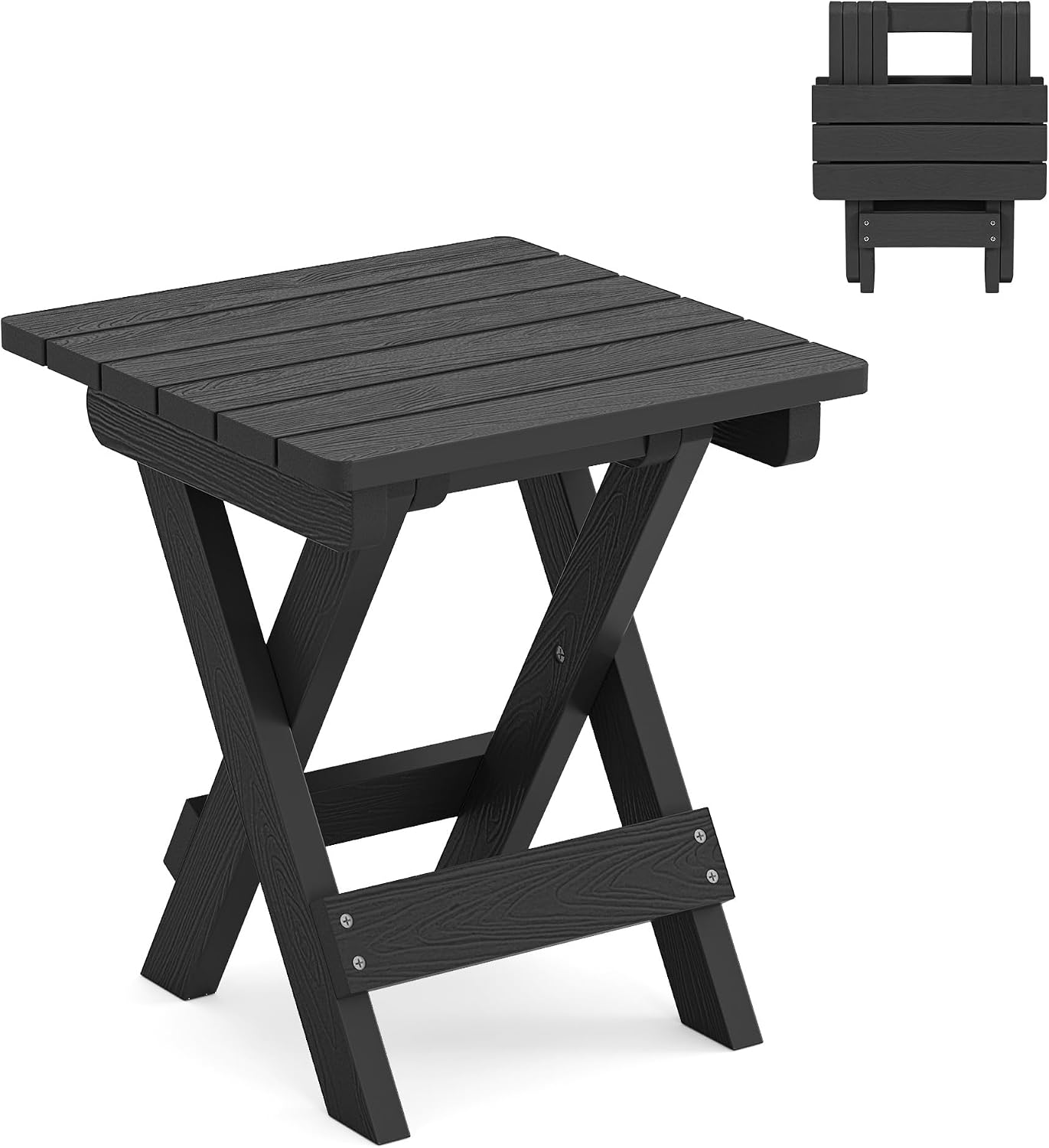 Black Outdoor Folding Small Side Table