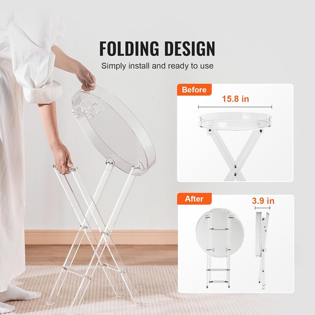 Clear Acrylic Folding Side Table X Leg Design