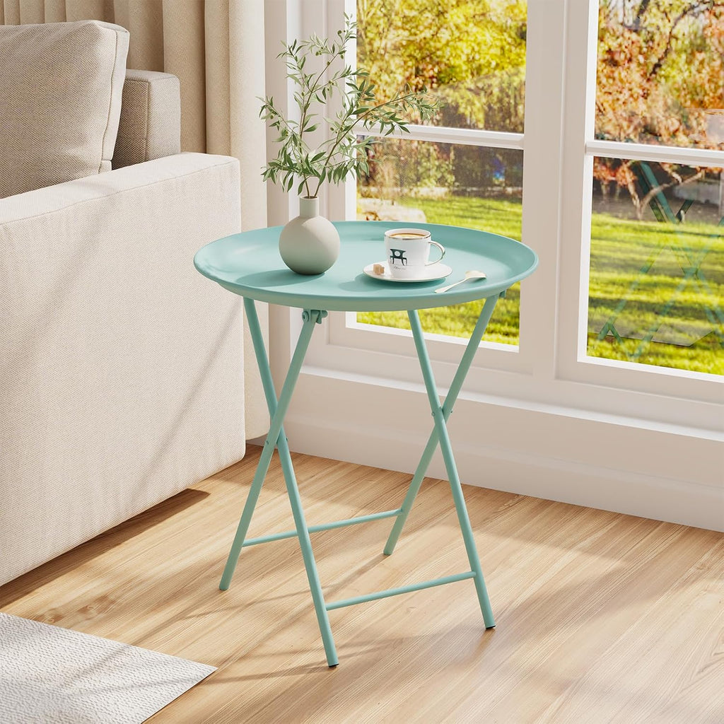 Green Round Folding Metal Side Table Two Packs