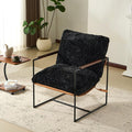 Black Sling Accent Chair Metal Frame Microfiber