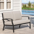 Dark Bronze Aluminum Loveseat Thick Outdoor Cushions