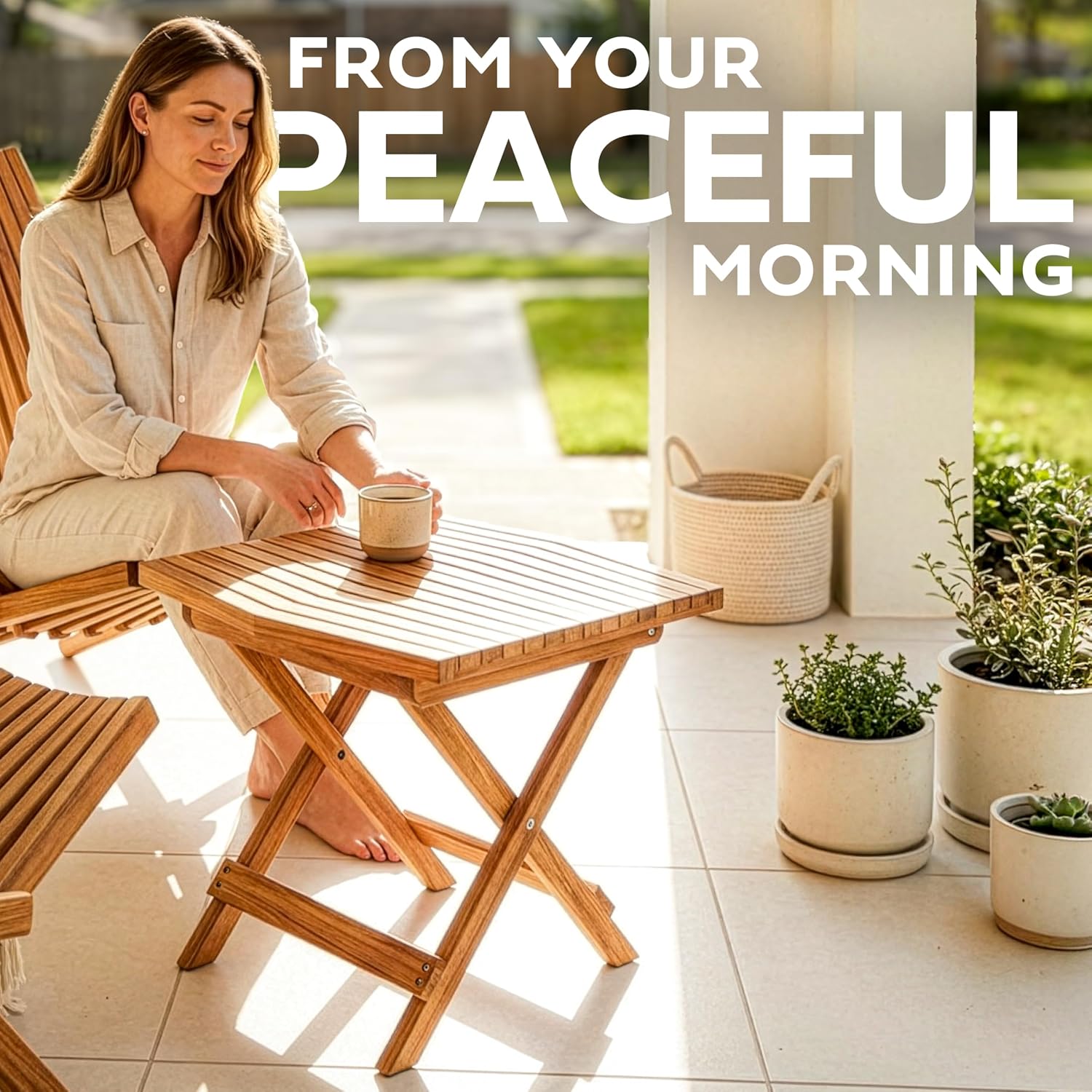 Wooden Folding Weatherproof Outdoor Side Table
