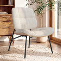 Beige Chenille Armless Chair Bentwood Metal Legs