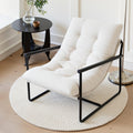 Beige Upholstered Metal Frame Accent Chair