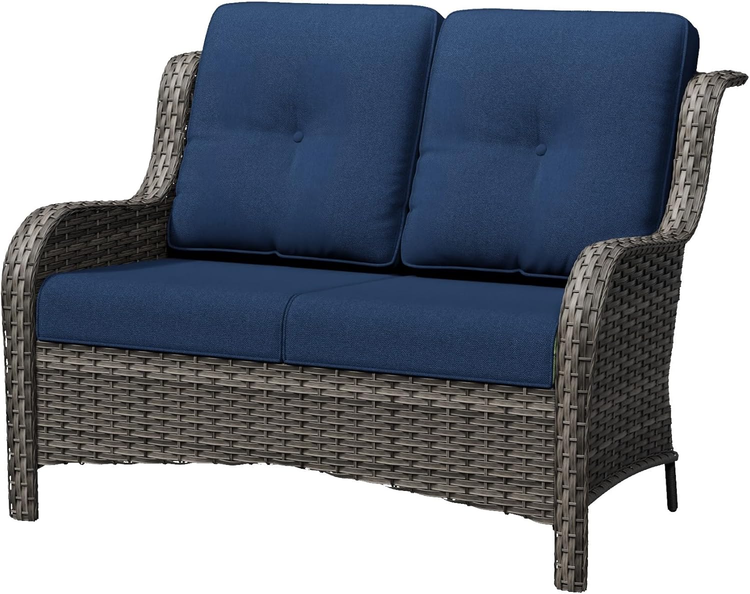PE Rattan Wicker Patio Loveseat Olefin Cushions