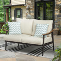 Metal Wicker Patio Loveseat Thick Comfort Cushions
