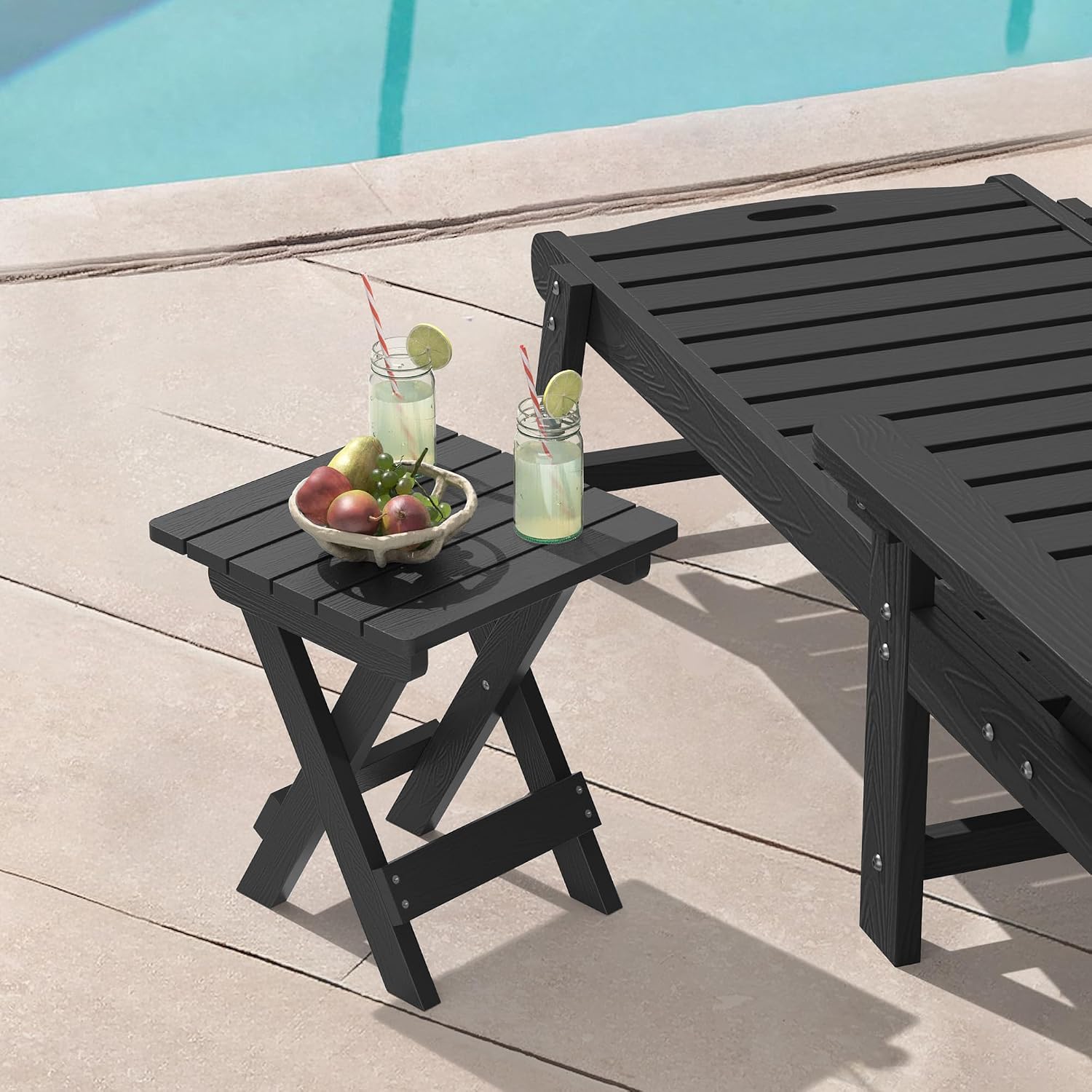 Black Outdoor Folding Small Side Table