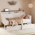 White Walnut Twin Daybed Charging Station Drawers