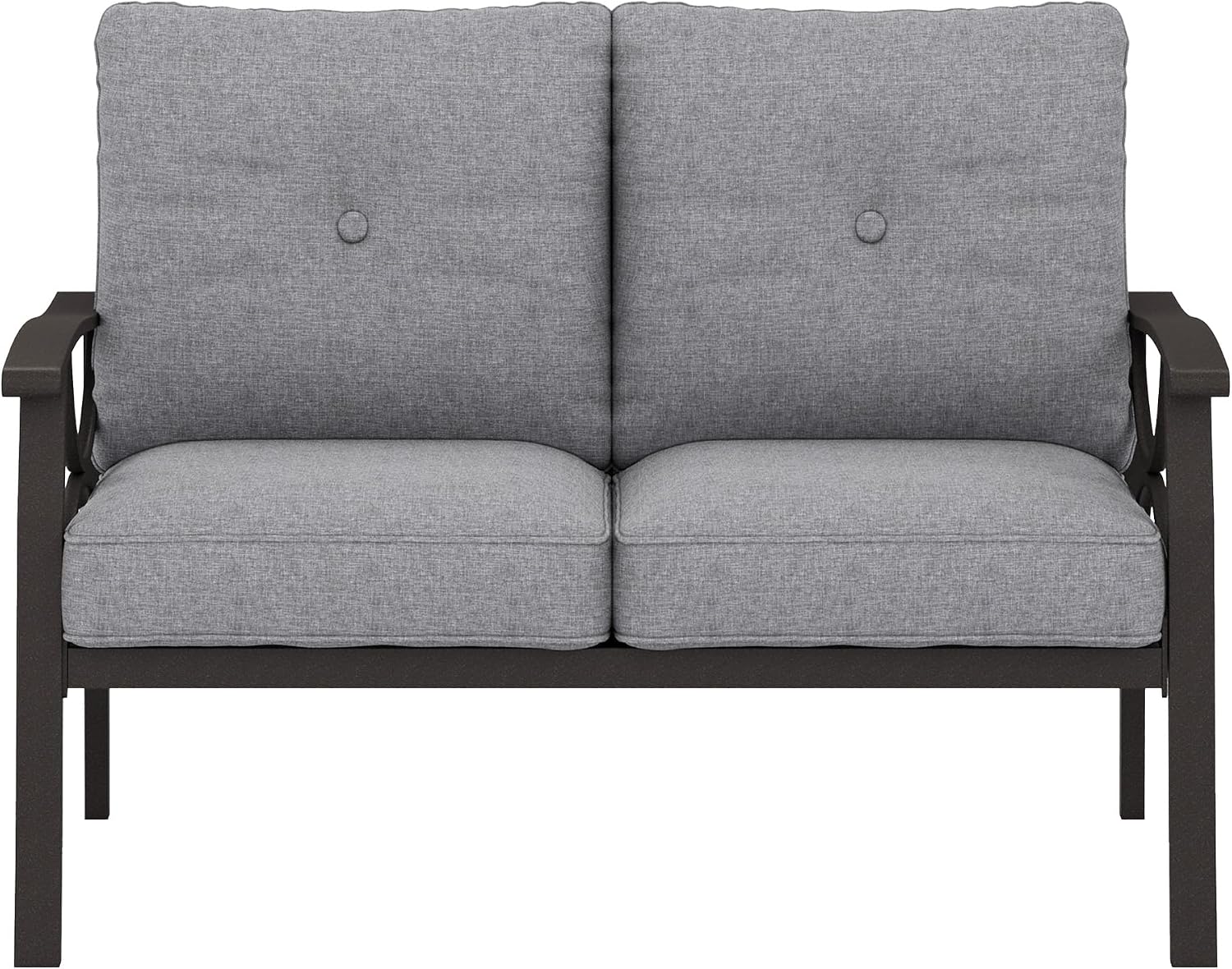 Khaki Metal Patio Loveseat Gray Outdoor Cushions