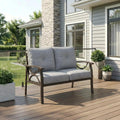 Khaki Metal Patio Loveseat Gray Outdoor Cushions