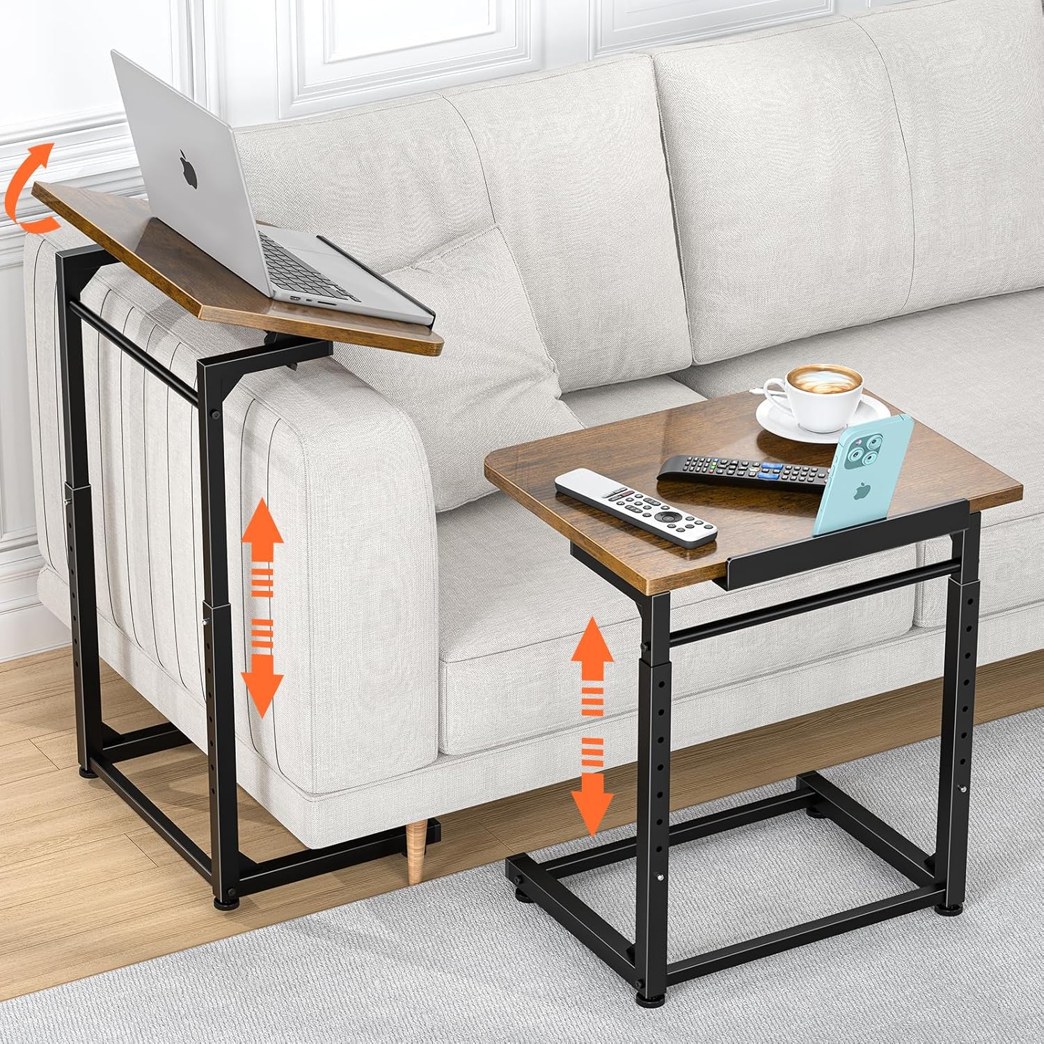 Adjustable C-Shaped Tv Tray Table Set Two