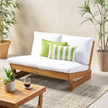 Teak White Acacia Wood Outdoor Loveseat Cushions