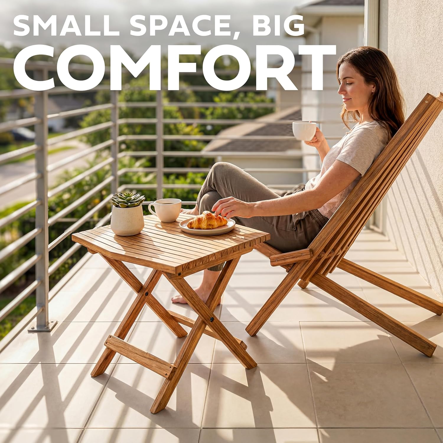 Wooden Folding Weatherproof Outdoor Side Table