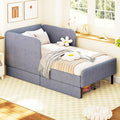 Light Grey Upholstered Twin Daybed Two Drawers