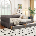 Gray Lambswool Queen Daybed Drawers USB Ports
