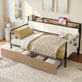 Cream Boucle Twin Daybed Drawers Charging Station