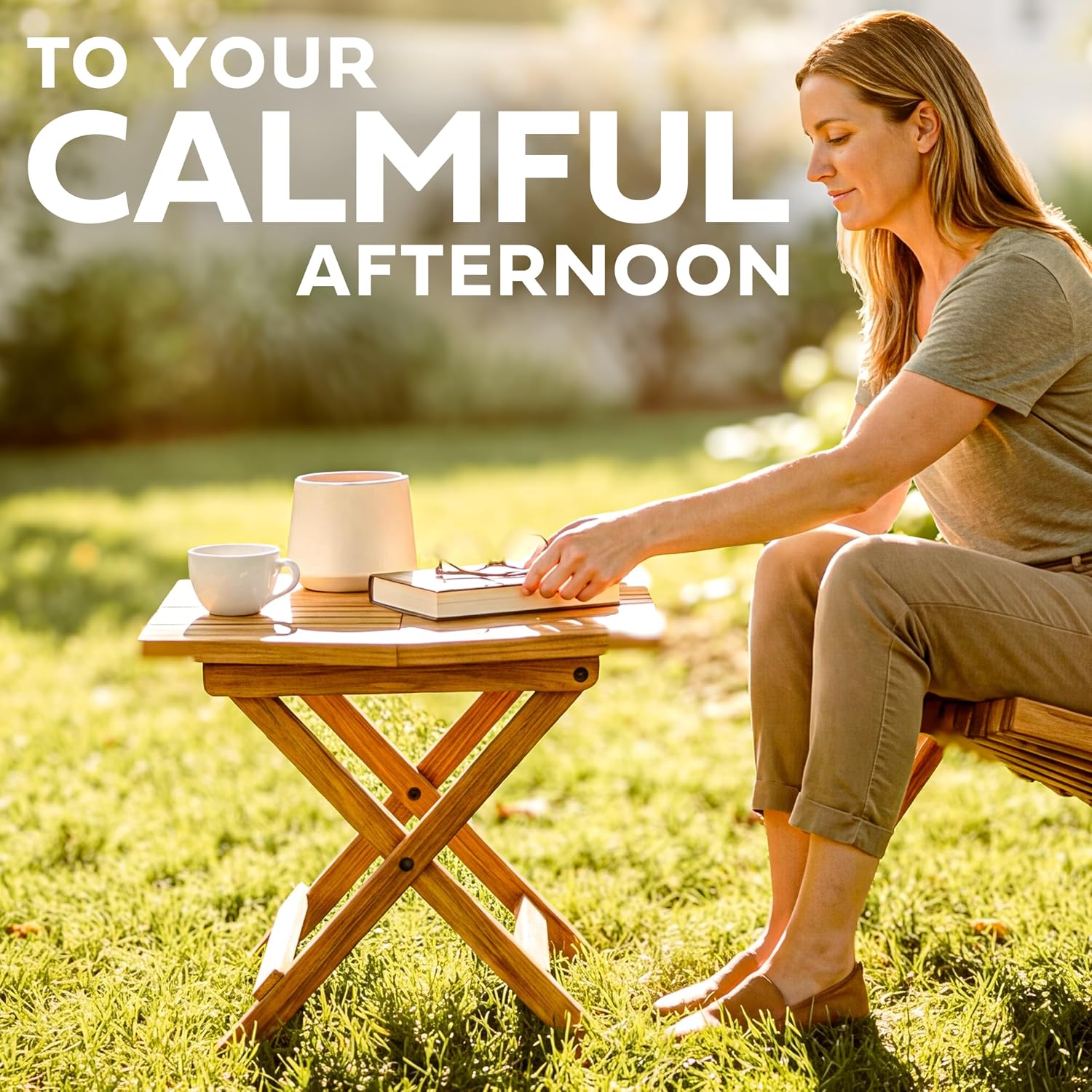Wooden Folding Weatherproof Outdoor Side Table