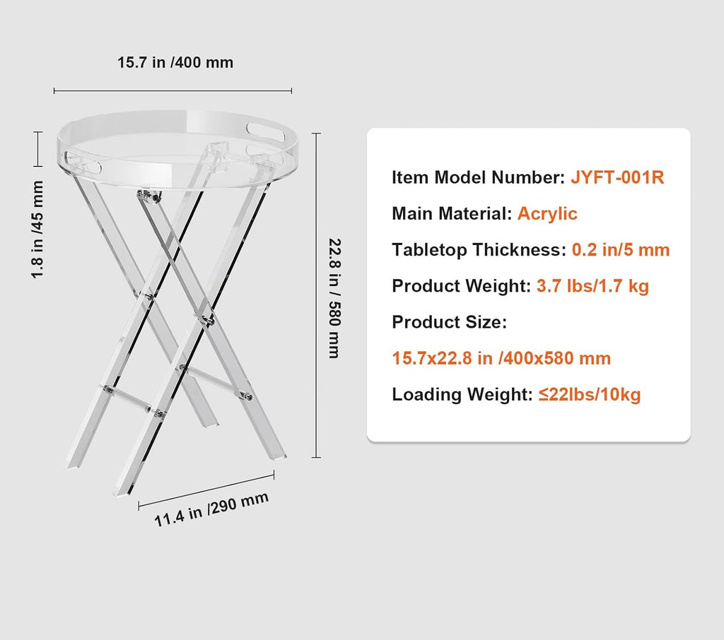 Clear Acrylic Folding Side Table X Leg Design